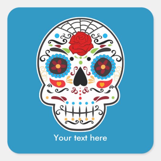 Suikerschedeldag van de dode blauwe partijstickers vierkante sticker (Voorkant)