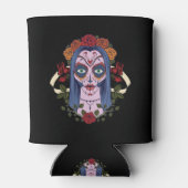 Suikerschedeldag van de dode bride rode rozen blikjeskoeler (Achterkant)