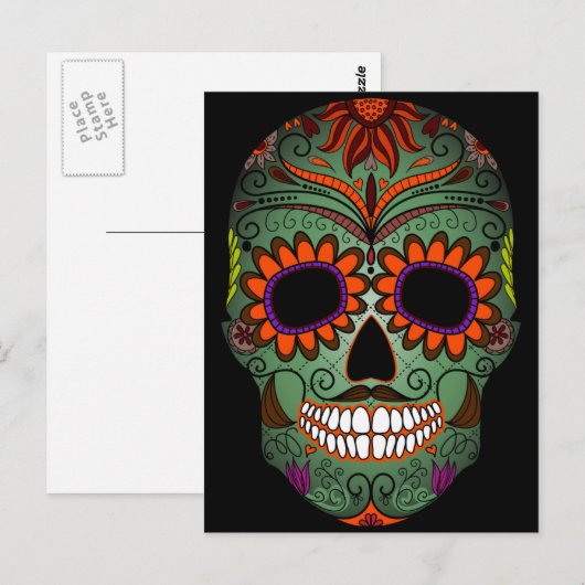 Suikerschedeldag van de dode briefkaart (Voorkant / Achterkant)