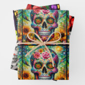 Suikerschedeldag van de dode decoupage inpakpapier vel (In situ)