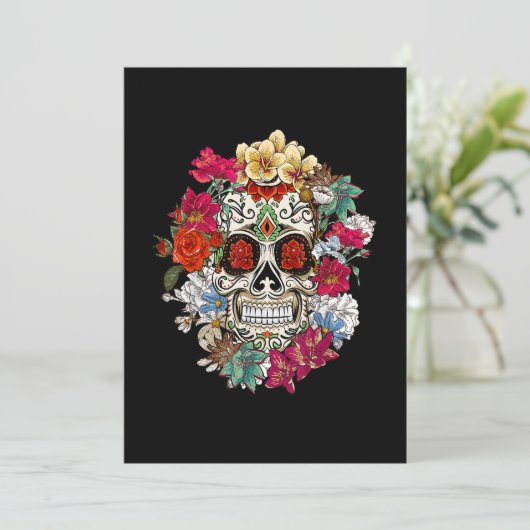 Suikerschedeldag van de dode dia de los Muertos Fl Save The Date (Staand voorkant)