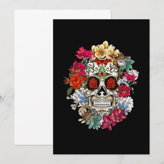 Suikerschedeldag van de dode dia de los Muertos Fl Save The Date (Voorkant / Achterkant)