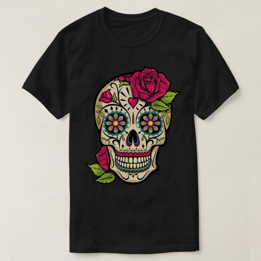 Suikerschedeldag van de dode dia de los Muertos Fl T-shirt (Design voorkant)
