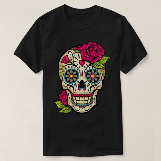 Suikerschedeldag van de dode dia de los Muertos Fl T-shirt (Design voorkant)
