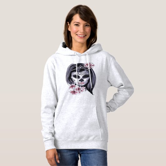 Suikerschedeldag van de dode día de Muertos Hoodie (Voorkant volledig)