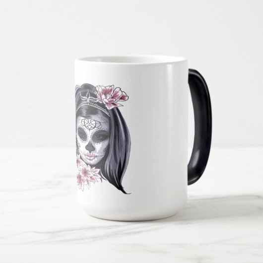 Suikerschedeldag van de dode día de Muertos Magische Mok (Voorkant rechts)