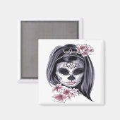 Suikerschedeldag van de dode día de Muertos Magneet (Voorkant / Achterkant)