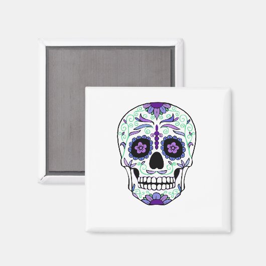Suikerschedeldag van de dode día de Muertos Magneet (Voorkant / Achterkant)