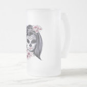 Suikerschedeldag van de dode día de Muertos Matglas Bierpul (Voorkant rechts)