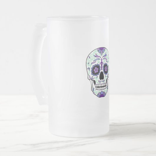 Suikerschedeldag van de dode día de Muertos Matglas Bierpul (Voorkant links)