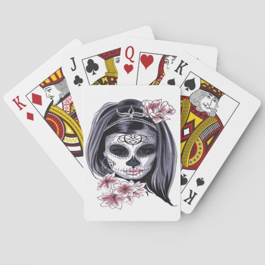Suikerschedeldag van de dode día de Muertos Pokerkaarten (Achterkant)