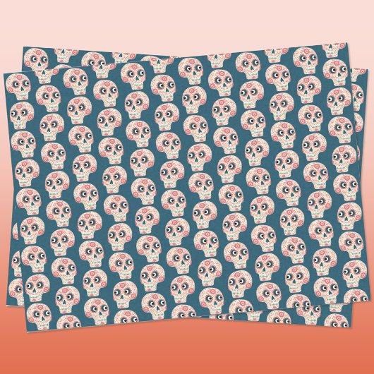 Suikerschedeldag van de dode donker tissuepapier