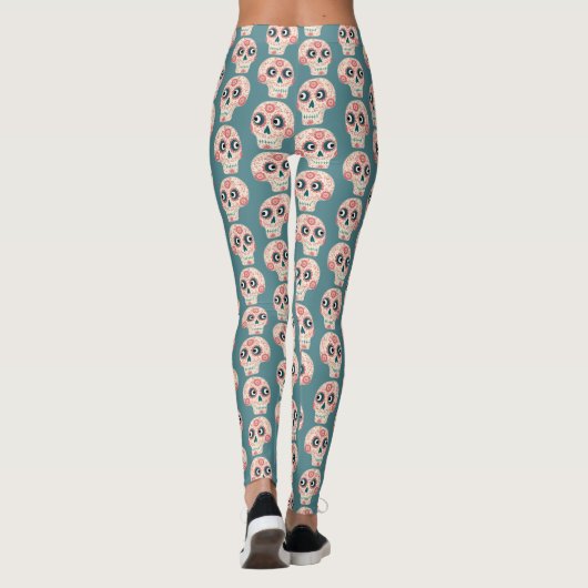 Suikerschedeldag van de dode groene Leggings (Achterkant)