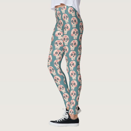 Suikerschedeldag van de dode groene Leggings (Links)