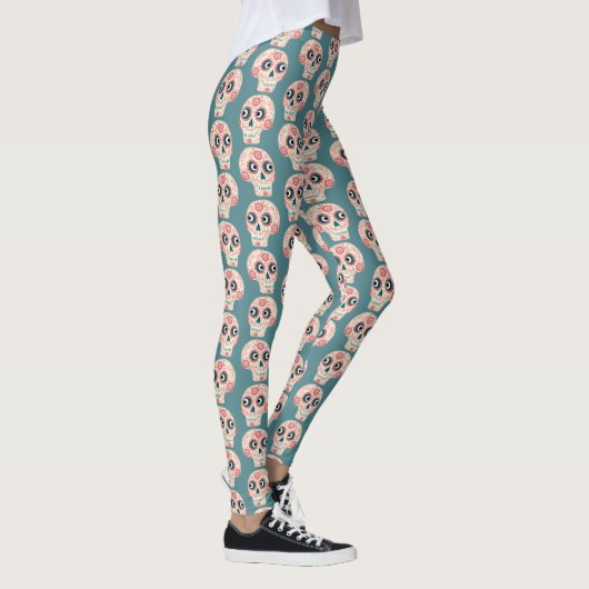 Suikerschedeldag van de dode groene Leggings (Rechts)
