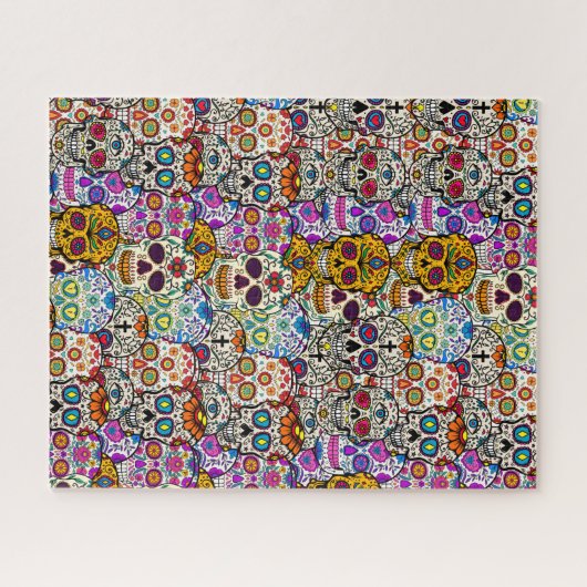 Suikerschedeldag van de dode halloween collage legpuzzel (Horizontaal)