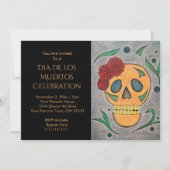 Suikerschedeldag van de dode halloween kaart (Voorkant)