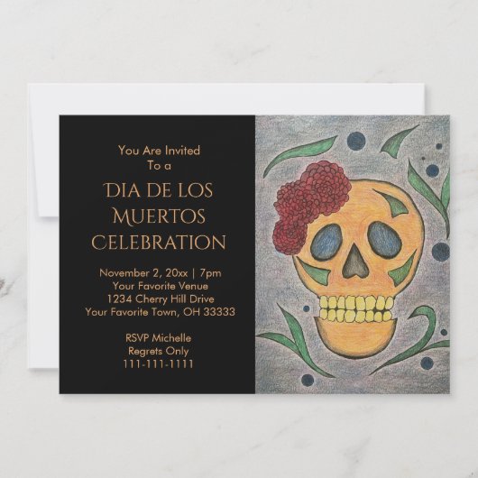 Suikerschedeldag van de dode halloween kaart (Voorkant)