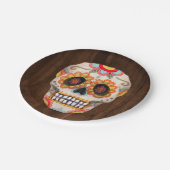 Suikerschedeldag van de dode halloween-partij papieren bordje (Gekanteld)