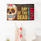 Suikerschedeldag van de dode halloween-partij spandoek (Insitu)