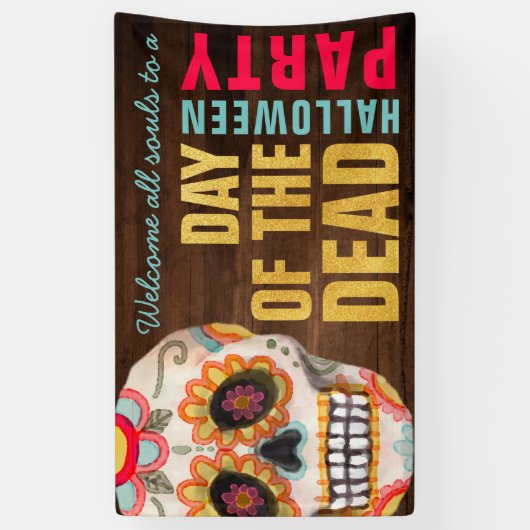 Suikerschedeldag van de dode halloween-partij spandoek (Verticaal)