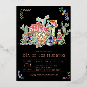 Suikerschedeldag van de dode herberging folie uitnodiging