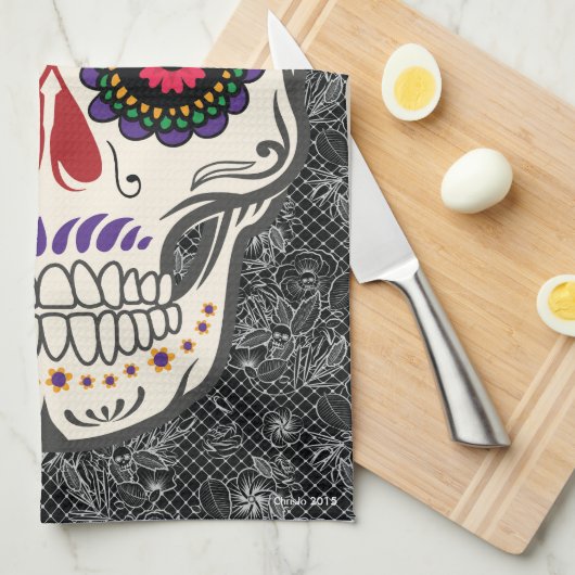 Suikerschedeldag van de dode keukenhandleiding theedoek (Quarter Fold)