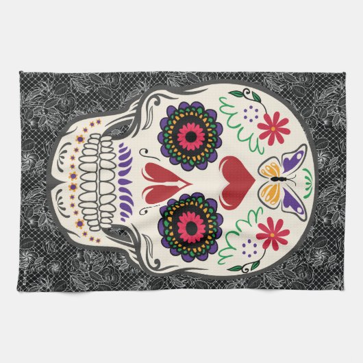 Suikerschedeldag van de dode keukenhandleiding theedoek (Horizontaal)