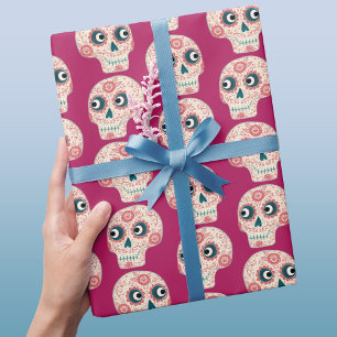 Suikerschedeldag van de dode magenta roze cadeaupapier