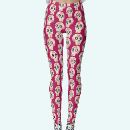 Suikerschedeldag van de dode magenta roze leggings