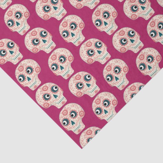 Suikerschedeldag van de dode magenta roze tissuepapier (Detail)