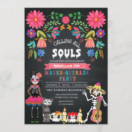 Suikerschedeldag van de dode Masquerade party Kaart