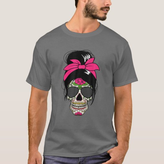 Suikerschedeldag van de dode messy bun Women's Sug T-shirt (Voorkant)