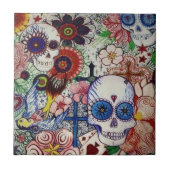 suikerschedeldag van de dode mexicaanse tatoeageku tegeltje (Voorkant)