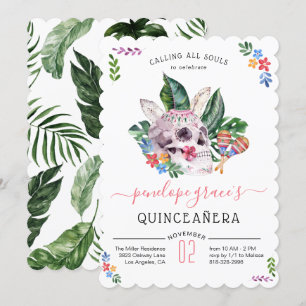 Suikerschedeldag van de dode Quinceañera Kaart