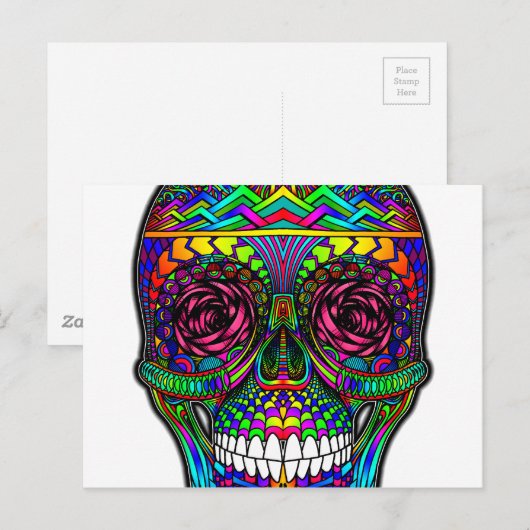 Suikerschedeldag van de dode regenboogkleurige kun briefkaart (Voorkant / Achterkant)