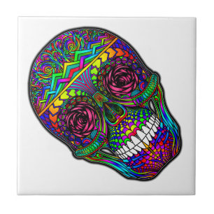 Suikerschedeldag van de dode regenboogkleurige kun tegeltje