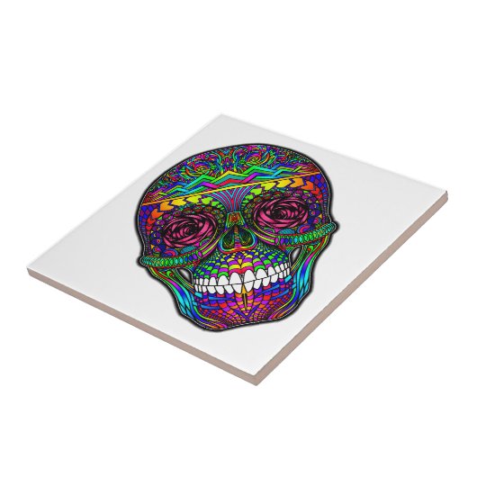 Suikerschedeldag van de dode regenboogkleurige kun tegeltje (Zijkant)