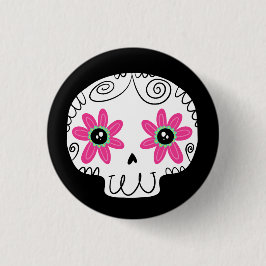 Suikerschedeldag van de dode ronde button 3,2 cm