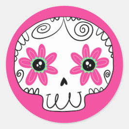 Suikerschedeldag van de dode ronde sticker