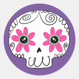 Suikerschedeldag van de dode ronde sticker