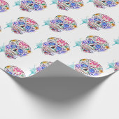 Suikerschedeldag van de dode Waterverf Tattoo Cadeaupapier (Hoek)