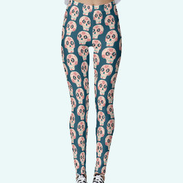 Suikerschedeldag van de donkergroene dode leggings