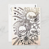 suikerschedeldag van dode tattoo art post card art briefkaart (Voorkant / Achterkant)
