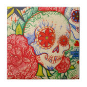 suikerschedeldag van het dode tattoo kunstwandtege tegeltje (Voorkant)