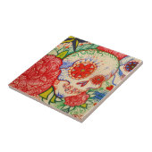 suikerschedeldag van het dode tattoo kunstwandtege tegeltje (Zijkant)