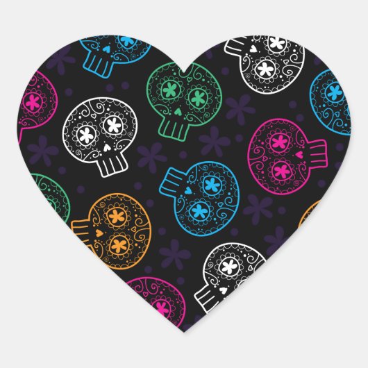 Suikerschedels Dag van de Dode Calaverita Hart Sticker (Voorkant)
