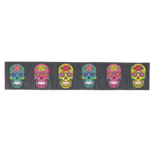 Suikerschedels Día de los Muertos 16X90" Medium Tafelloper (Horizontaal)