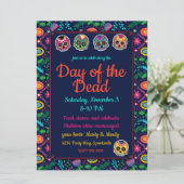 Suikerschedels en Bloemen Dias de los Muertos Kaart (Staand voorkant)