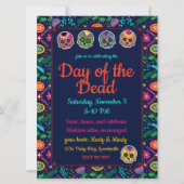 Suikerschedels en Bloemen Dias de los Muertos Kaart (Voorkant)